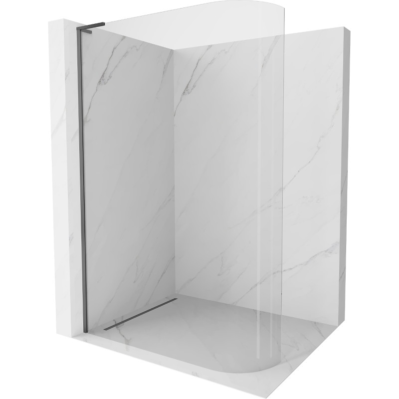 Mexen Kioto-R L ümaras Walk-in dušinurk 80 x 200 cm, läbipaistev, gun metal - 800-080-103-95-06