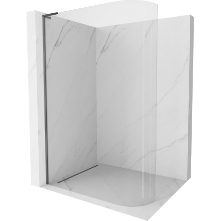 Mexen Kioto-R L Runde Duschwand Walk-in 110 x 200 cm, transparent, Gun Metal - 800-110-103-95-06