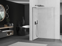 Mexen Kioto-R L zakrivljena tuš stijena Walk-in 120 x 200 cm, transparentna, gun metal - 800-120-103-95-06