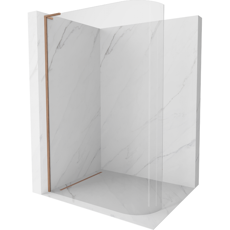 Mexen Kioto-R L abgerundete Duschwand Walk-in 80 x 200 cm, transparent, gebürstetes Kupfer - 800-080-103-65-06