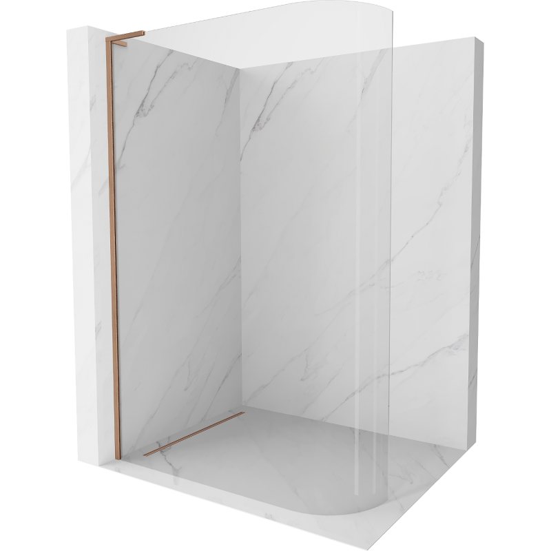 Mexen Kioto-R L panel de ducha curvo Walk-in 80 x 200 cm, transparente, cobre cepillado - 800-080-103-65-06
