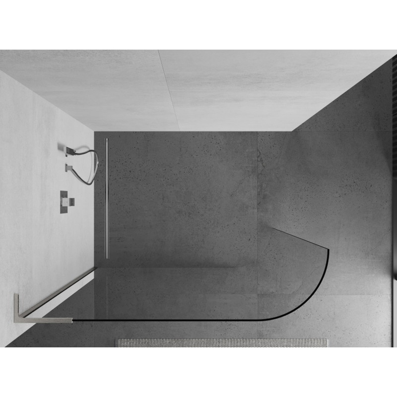 Mexen Kioto-R L ścianka prysznicowa zaokrąglona Walk-in 100 x 200 cm, transparent, nikiel szczotkowany - 800-100-103-97-06