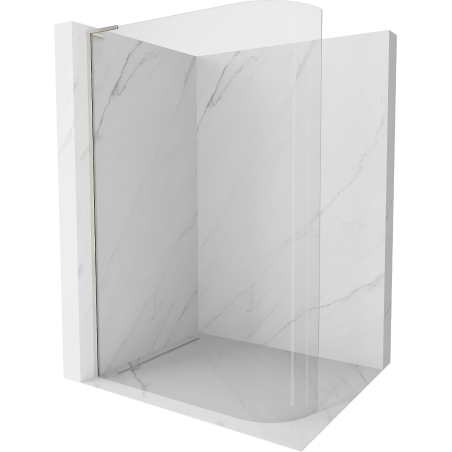 Mexen Kioto-R L Duschwand abgerundet Walk-in 120 x 200 cm, transparent, gebürstetes Nickel - 800-120-103-97-06