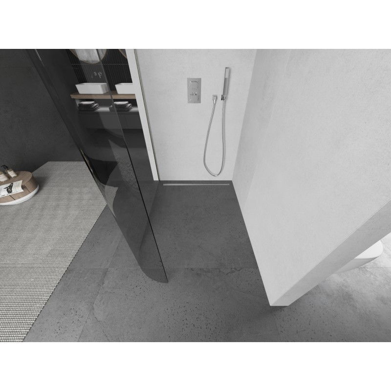 Mexen Kioto-R L Rounded Walk-in Shower Screen 120 x 200 cm, Transparent, Brushed Nickel - 800-120-103-97-06