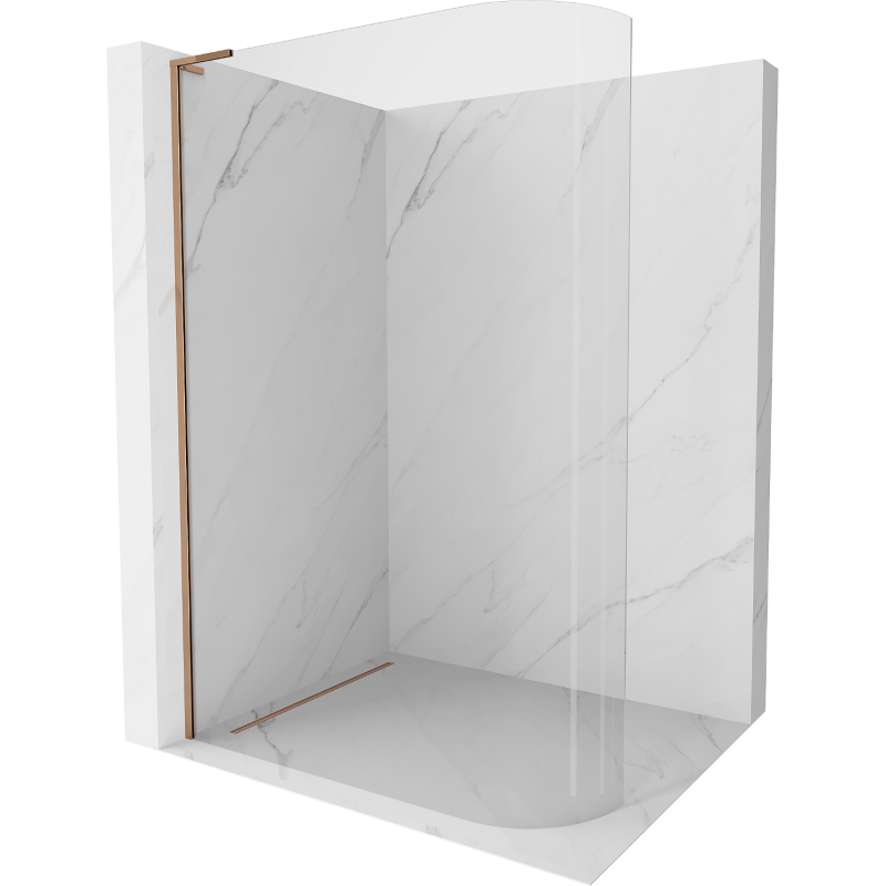 Mexen Kioto L Rounded Walk-in Shower Wall 110 x 200 cm, Transparent, Rose Gold - 800-110-103-60-06