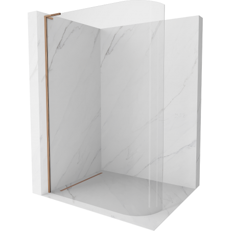 Mexen Kioto L Rounded Walk-in Shower Wall 110 x 200 cm, Transparent, Rose Gold - 800-110-103-60-06