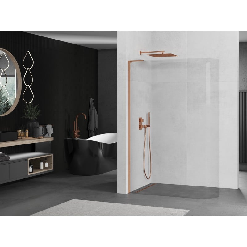 Mexen Kioto-R L paroi de douche arrondie Walk-in 110 x 200 cm, transparent, or rose - 800-110-103-60-06