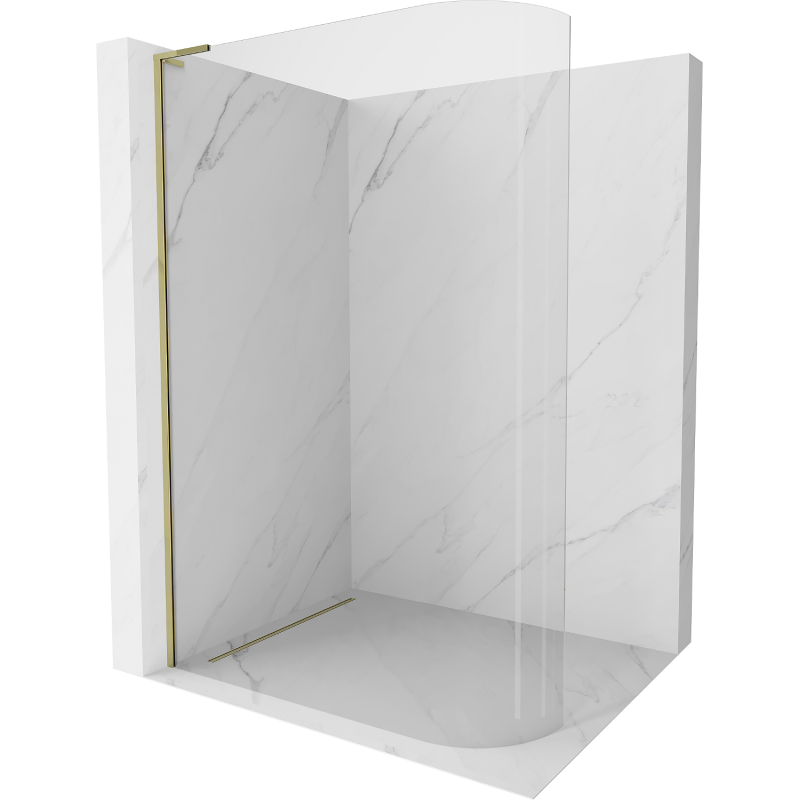 Mexen Kioto-R L Duschwand abgerundet Walk-in 80 x 200 cm, transparent, gold - 800-080-103-50-06