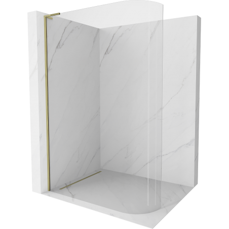 Mexen Kioto-R L Duschwand abgerundet Walk-in 80 x 200 cm, transparent, gold - 800-080-103-50-06