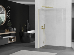 Mexen Kioto L paroi de douche arrondie Walk-in 80 x 200 cm, transparent, doré - 800-080-103-50-06