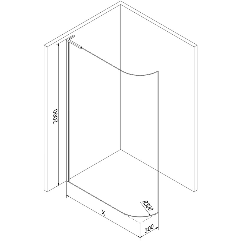 Mexen Kioto-R L ümar dušisein Walk-in 90 x 200 cm, läbipaistev, kuldne - 800-090-103-50-06