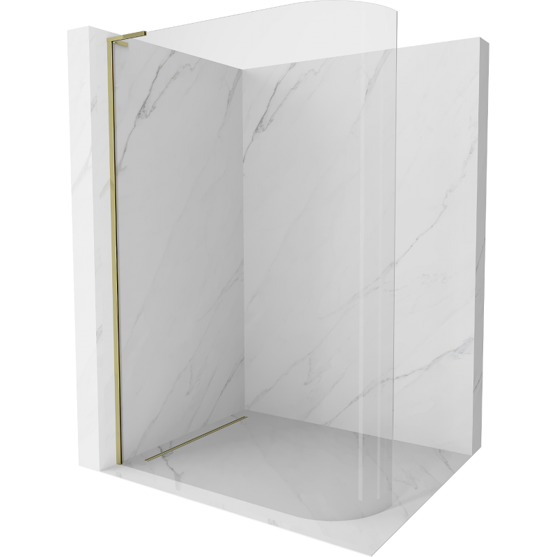 Mexen Kioto L paroi de douche arrondie Walk-in 90 x 200 cm, transparent, doré - 800-090-103-50-06