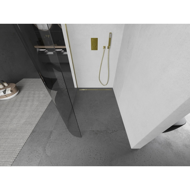 Mexen Kioto-R L ümar dušisein Walk-in 90 x 200 cm, läbipaistev, kuldne - 800-090-103-50-06