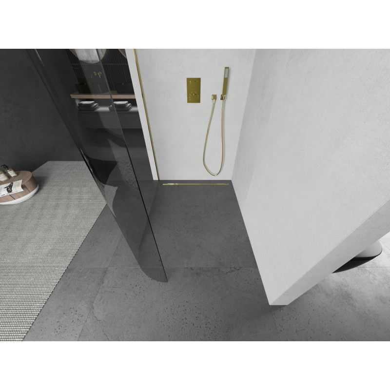 Mexen Kioto-R L afgeronde douchewand Walk-in 100 x 200 cm, transparant, goud - 800-100-103-50-06