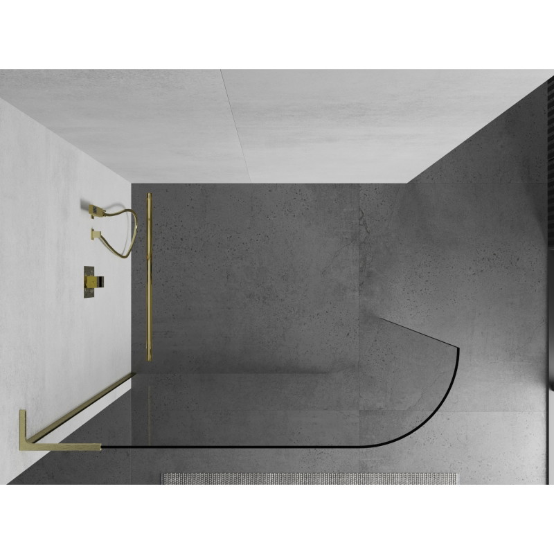 Mexen Kioto-R L ümara dušisein Walk-in 80 x 200 cm, läbipaistev, kuldne harjatud - 800-080-103-55-06