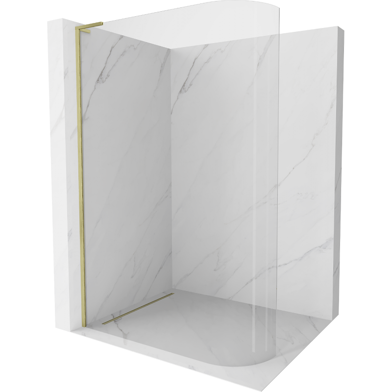Mexen Kioto-R L parede de duche curvada Walk-in 90 x 200 cm, transparente, dourada escovada - 800-090-103-55-06