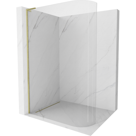 Mexen Kioto-R L Duschwand abgerundet Walk-in 90 x 200 cm, transparent, gebürstet gold - 800-090-103-55-06