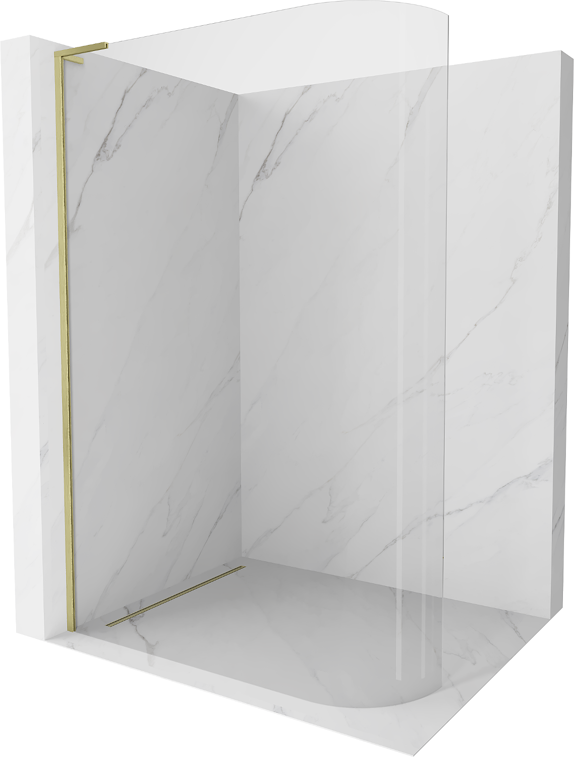 Mexen Kioto L ścianka prysznicowa zaokrąglona Walk-in 110 x 200 cm, transparent, złota szczotkowana - 800-110-103-55-06