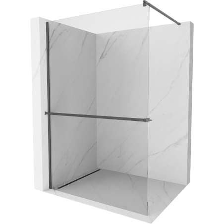 Mexen Kioto+ cloison de douche avec étagère Walk-in 85 x 200 cm, transparent, gris pistolet brossé - 800-085-121-66-00