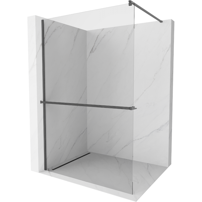 Mexen Kioto+ mampara de ducha con estante Walk-in 95 x 200 cm, transparente, gris pistola cepillado - 800-095-121-66-00