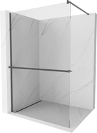 Mexen Kioto+ zidni panel za tuširanje s policom Walk-in 100 x 200 cm, proziran, brušeni pištolj sivi - 800-100-121-66-00
