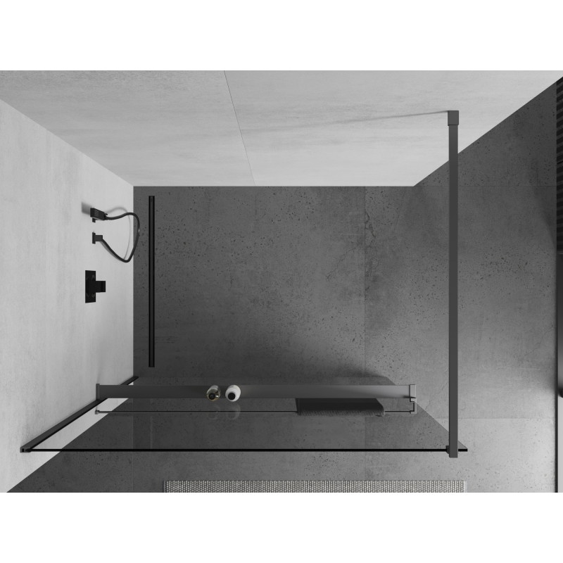 Mexen Kioto+ dušisein riiuliga Walk-in 70 x 200 cm, läbipaistev, gun metal - 800-070-121-95-00