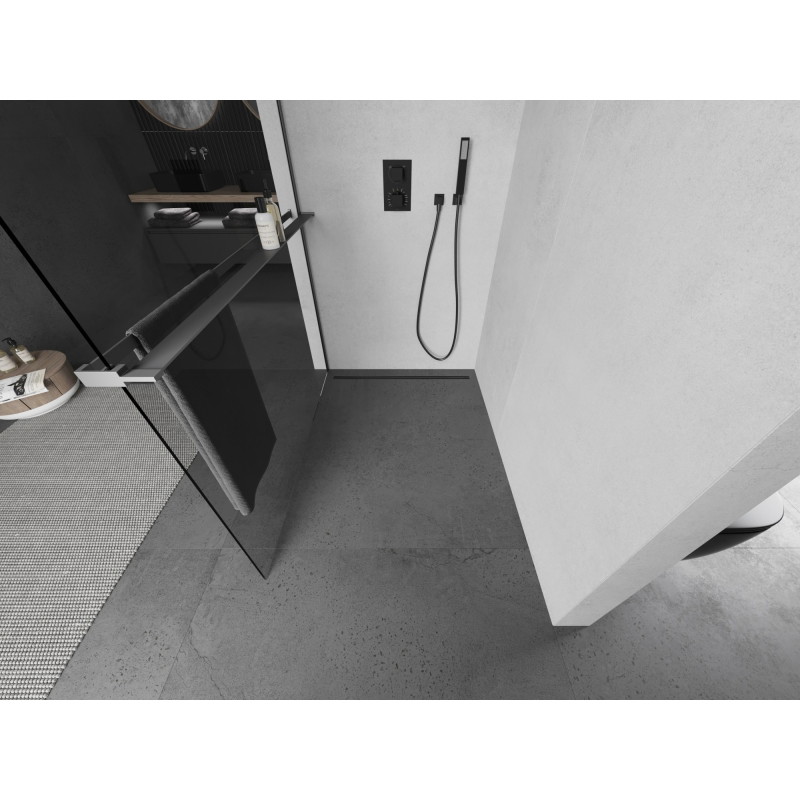 Mexen Kioto+ dušisein riiuliga Walk-in 100 x 200 cm, läbipaistev, relvmetall - 800-100-121-95-00