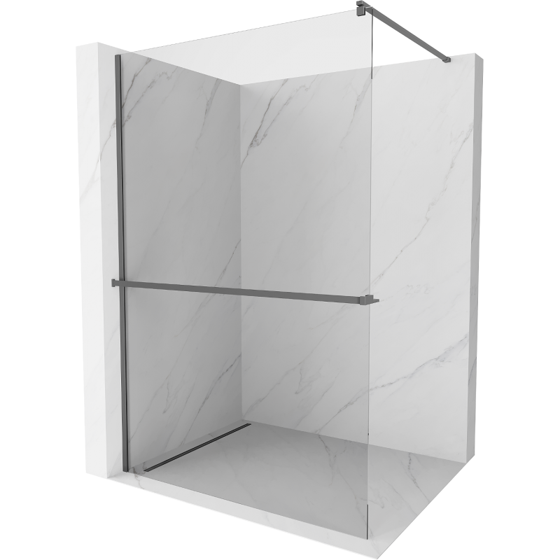 Mexen Kioto+ douchewand met plank Walk-in 120 x 200 cm, transparant, kanonmetaal - 800-120-121-95-00