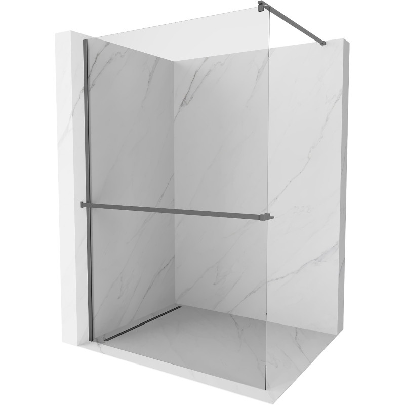 Mexen Kioto+ Walk-in tuš stijena sa policom 130 x 200 cm, prozirna, gun metal - 800-130-121-95-00