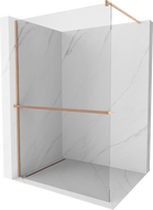 Mexen Kioto+ tuš stijena s policom Walk-in 70 x 200 cm, prozirna, brušeni bakar - 800-070-121-65-00
