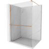 Mexen Kioto+ Walk-in Shower Screen with Shelf 125 x 200 cm, Transparent, Brushed Copper - 800-125-121-65-00