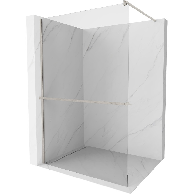 Mexen Kioto+ dušisein riiuliga Walk-in 95 x 200 cm, läbipaistev, harjatud nikkel - 800-095-121-97-00