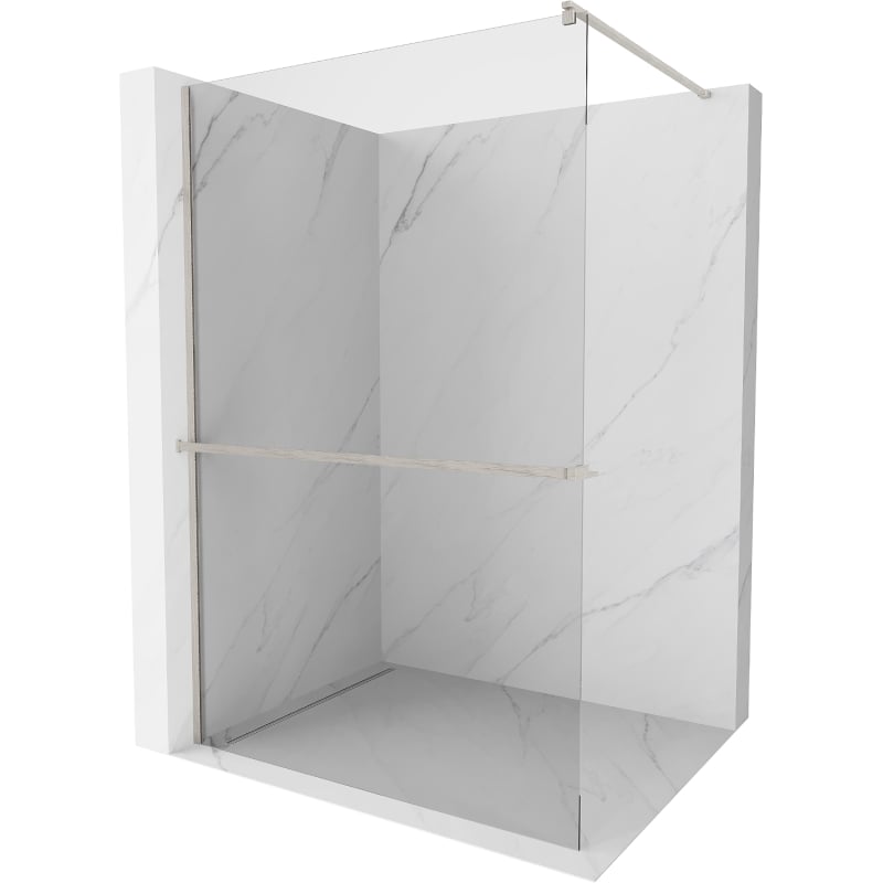 Mexen Kioto+ staklena tuš stijena s policom Walk-in 95 x 200 cm, prozirna, brušeni nikal - 800-095-121-97-00