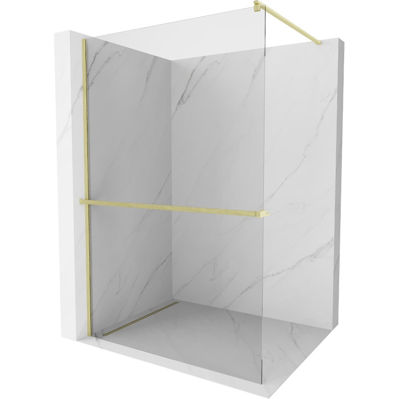 Mexen Kioto+ dušisein riiuliga Walk-in 70 x 200 cm, läbipaistev, harjatud kuld - 800-070-121-55-00