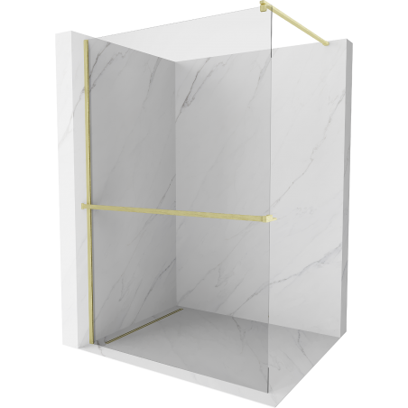 Mexen Kioto+ douchewand met plank Walk-in 70 x 200 cm, transparant, goud geborsteld - 800-070-121-55-00