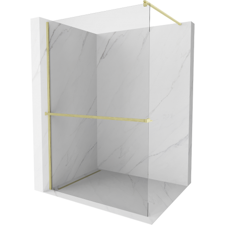 Mexen Kioto+ paroi de douche avec étagère Walk-in 110 x 200 cm, transparent, doré brossé - 800-110-121-55-00