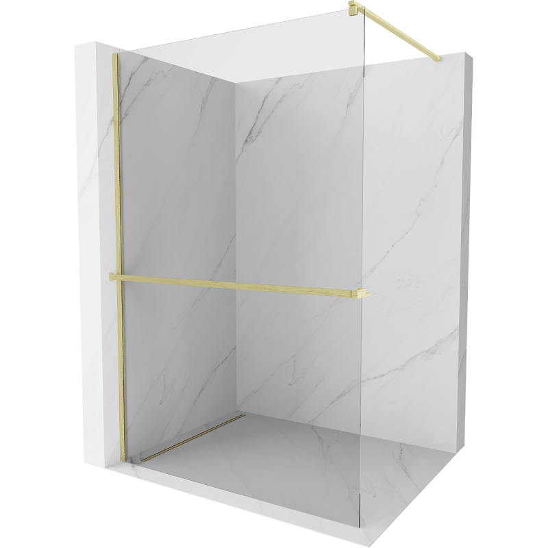 Mexen Kioto+ shower screen with shelf Walk-in 125 x 200 cm, transparent, brushed gold - 800-125-121-55-00