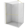 Mexen Kioto+ shower screen with Walk-in shelf 125 x 200 cm, transparent, brushed gold - 800-125-121-55-00