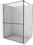 Mexen Kioto+ tuš zid s policom Walk-in 120 x 200 cm, crni okvir, brušeni gun gray - 800-120-121-66-70