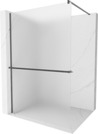 Mexen Kioto+ paroi de douche avec étagère Walk-in 80 x 200 cm, givre, gris canon brossé - 800-080-121-66-30
