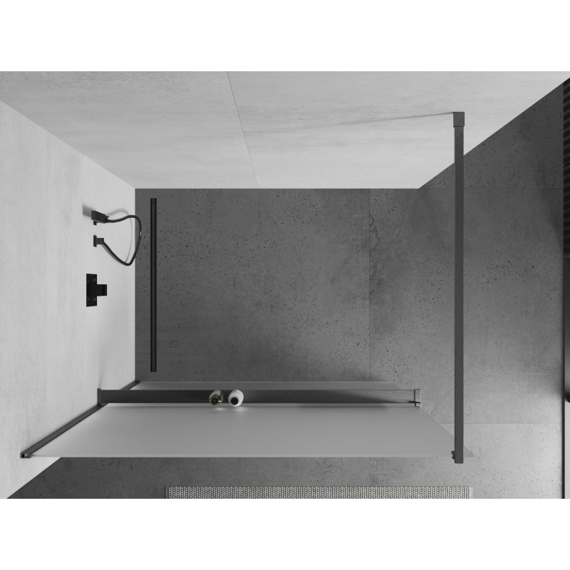 Mexen Kioto+ dušisein riiuliga Walk-in 130 x 200 cm, härmatis, harjatud püsshall - 800-130-121-66-30