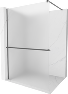 Mexen Kioto+ zidna tuš stijena s policom Walk-in 80 x 200 cm, mat, gun metal - 800-080-121-95-30