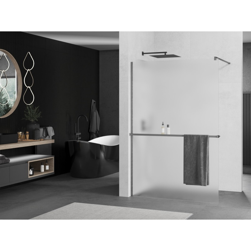 Mexen Kioto+ dušisein koos Walk-in riiuliga 90 x 200 cm, härm, gun metal - 800-090-121-95-30