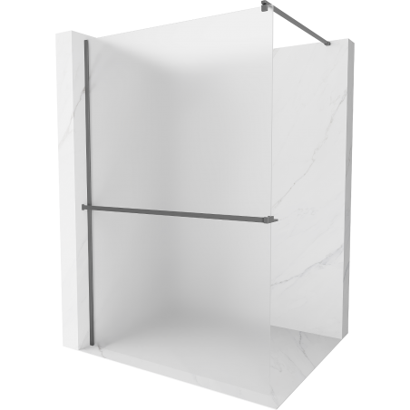 Mexen Kioto+ ścianka prysznicowa z półką Walk-in 130 x 200 cm, szron, gun metal - 800-130-121-95-30