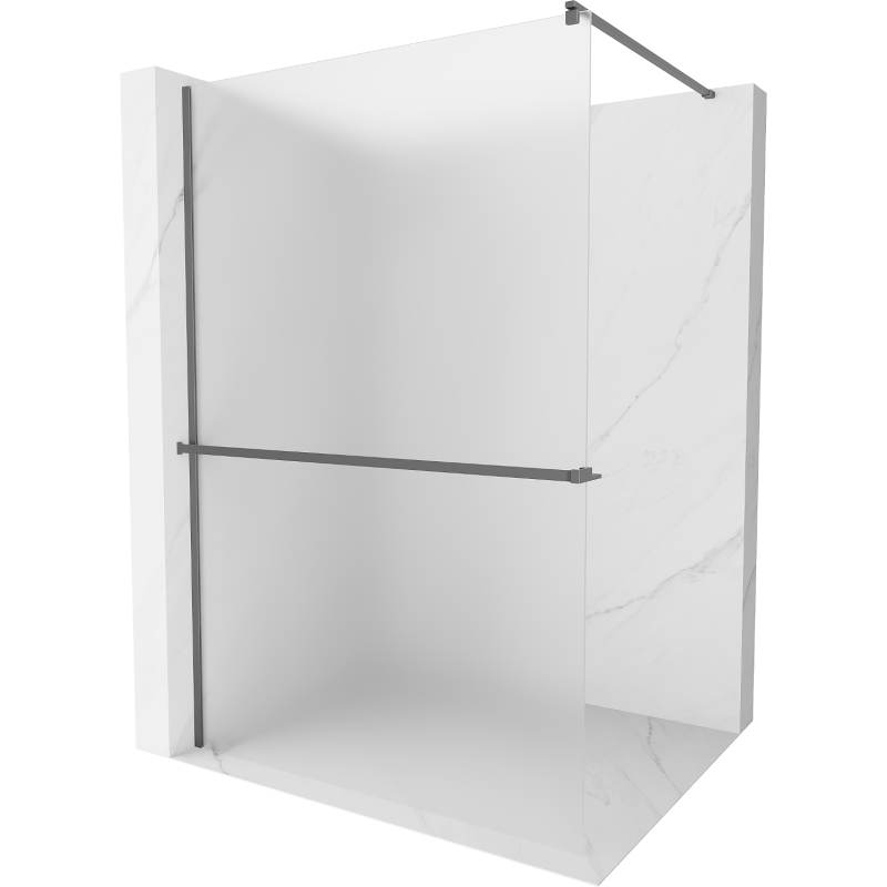 Mexen Kioto+ pared de ducha con estante Walk-in 120 x 200 cm, escarchado, metal de pistola - 800-120-121-95-30