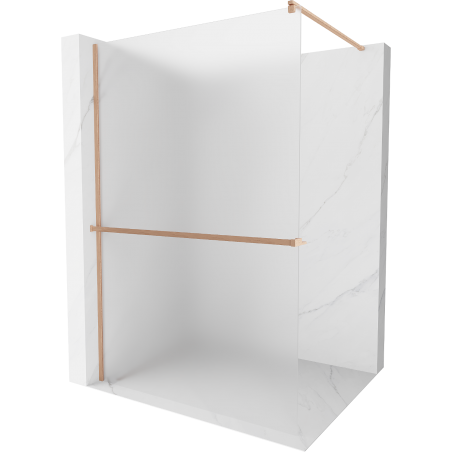 Mexen Kioto+ ścianka prysznicowa z półką Walk-in 80 x 200 cm, szron, miedź szczotkowana - 800-080-121-65-30