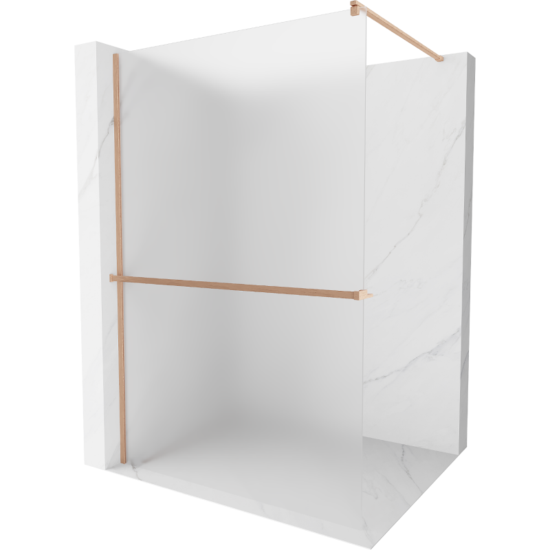 Mexen Kioto+ ścianka prysznicowa z półką Walk-in 110 x 200 cm, szron, miedź szczotkowana - 800-110-121-65-30