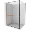 Mexen Kioto+ shower wall with shelf Walk-in 130 x 200 cm, black frame, brushed copper - 800-130-121-65-70