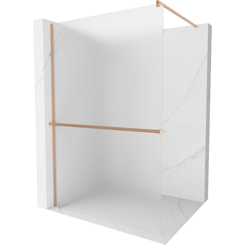 Mexen Kioto+ Duschwand mit Walk-in Regal 140 x 200 cm, satiniert, gebürstetes Messing - 800-140-121-65-30