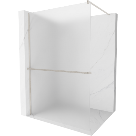 Mexen Kioto+ Duschwand mit Regal Walk-in 80 x 200 cm, Eisglas, gebürsteter Nickel - 800-080-121-97-30